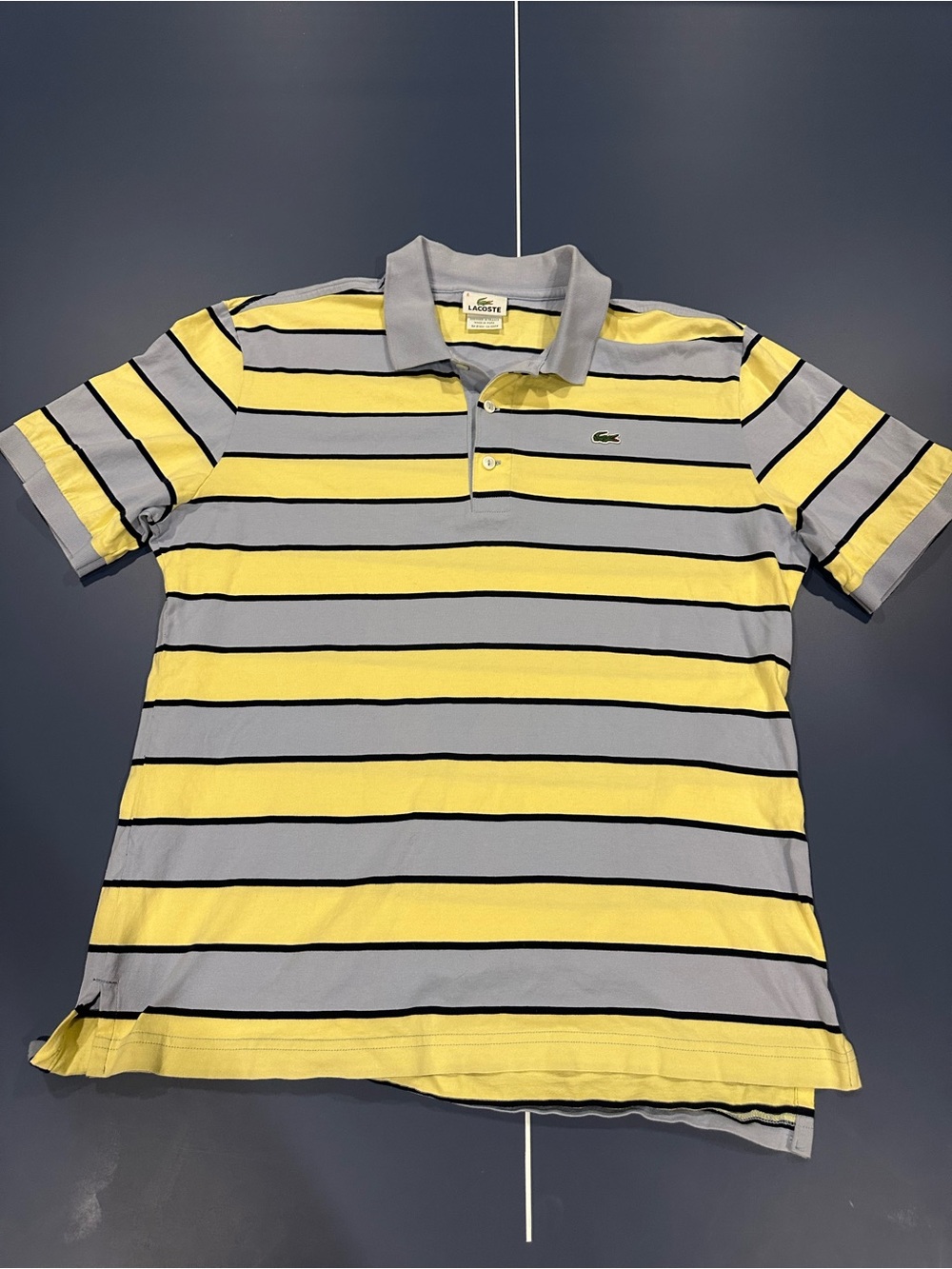 Lacoste Men’s Yellow and Gray Striped Polo